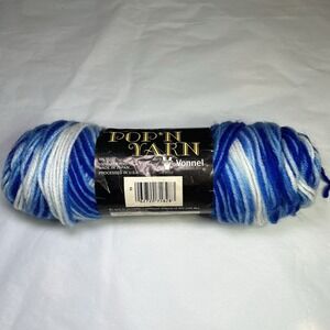 Pop'n Yarn Variegated Medium Weight Acrylic‎ Yarn - 1 Skein Blue White #A5-8901